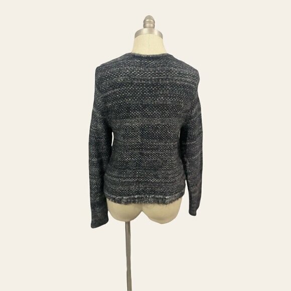 JOIE Wool Fringe Jacket Sweater Full Zipper Women's Medium Knit - Picture 3 of 5